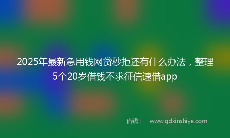 2025年最新急用钱网贷秒拒还有什么办法，整理5个20岁借钱不求征信速借app