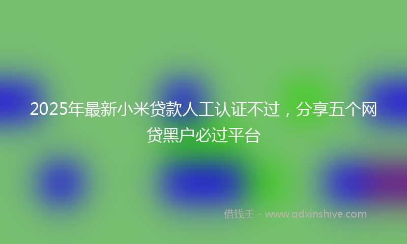 2025年最新小米贷款人工认证不过，分享五个网贷黑户必过平台