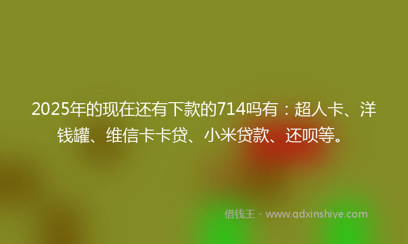 2025年的现在还有下款的714吗有：超人卡、洋钱罐、维信卡卡贷、小米贷款、还呗等。