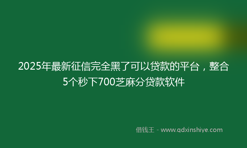 2025年最新征信完全黑了可以贷款的平台，整合5个秒下700芝麻分贷款软件