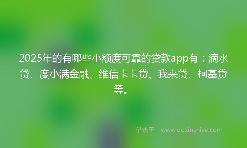 2025年的有哪些小额度可靠的贷款app有：滴水贷、度小满金融、维信卡卡贷、我来贷、柯基贷等。