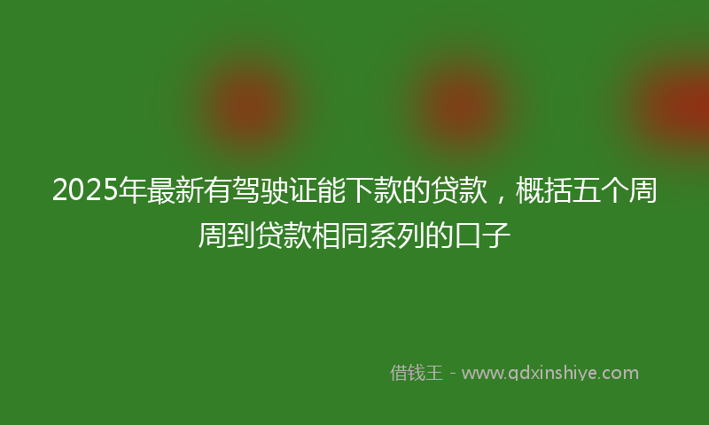 2025年最新有驾驶证能下款的贷款，概括五个周周到贷款相同系列的口子