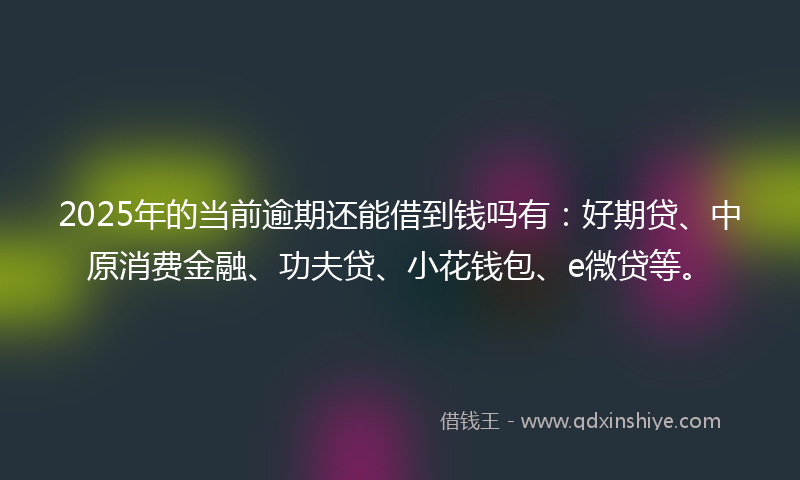 2025年的当前逾期还能借到钱吗有：好期贷、中原消费金融、功夫贷、小花钱包、e微贷等。
