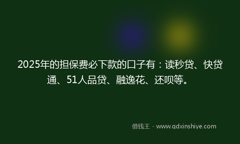 2025年的担保费必下款的口子有：读秒贷、快贷通、51人品贷、融逸花、还呗等。