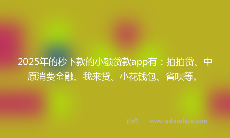 2025年的秒下款的小额贷款app有：拍拍贷、中原消费金融、我来贷、小花钱包、省呗等。