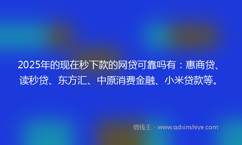 2025年的现在秒下款的网贷可靠吗有：惠商贷、读秒贷、东方汇、中原消费金融、小米贷款等。