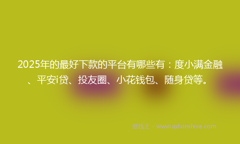 2025年的最好下款的平台有哪些有：度小满金融、平安i贷、投友圈、小花钱包、随身贷等。