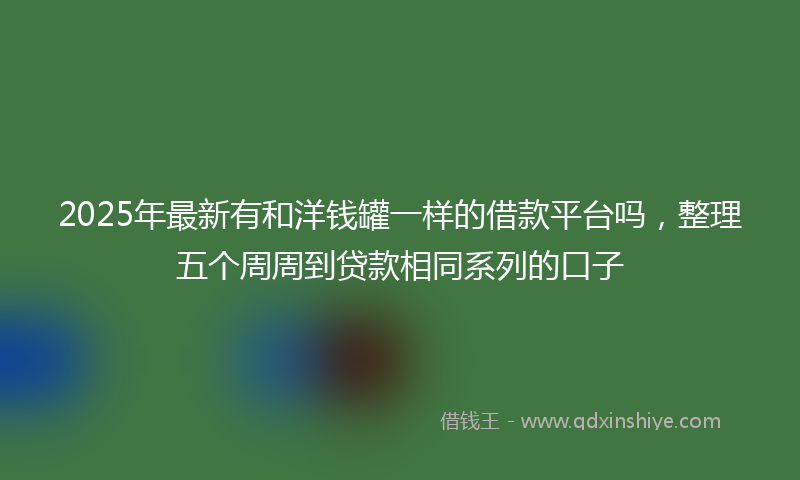2025年最新有和洋钱罐一样的借款平台吗，整理五个周周到贷款相同系列的口子