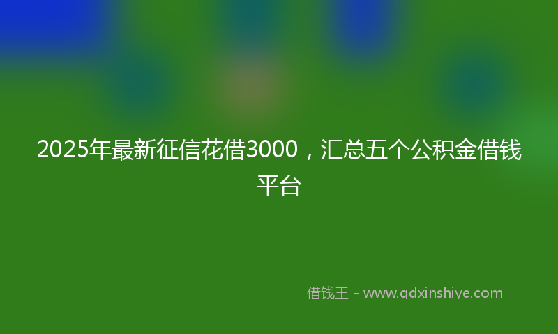 2025年最新征信花借3000，汇总五个公积金借钱平台