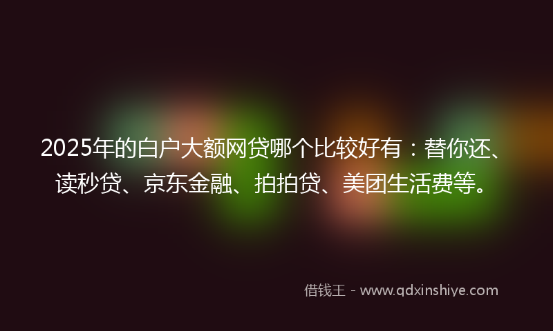 2025年的白户大额网贷哪个比较好有：替你还、读秒贷、京东金融、拍拍贷、美团生活费等。