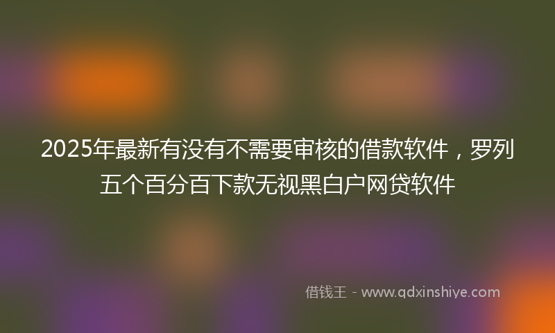 2025年最新有没有不需要审核的借款软件，罗列五个百分百下款无视黑白户网贷软件