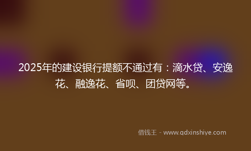 2025年的建设银行提额不通过有：滴水贷、安逸花、融逸花、省呗、团贷网等。