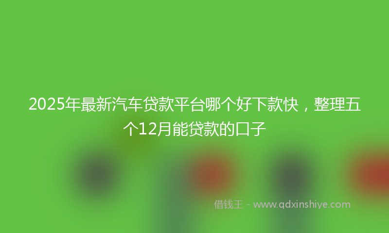 2025年最新汽车贷款平台哪个好下款快，整理五个12月能贷款的口子