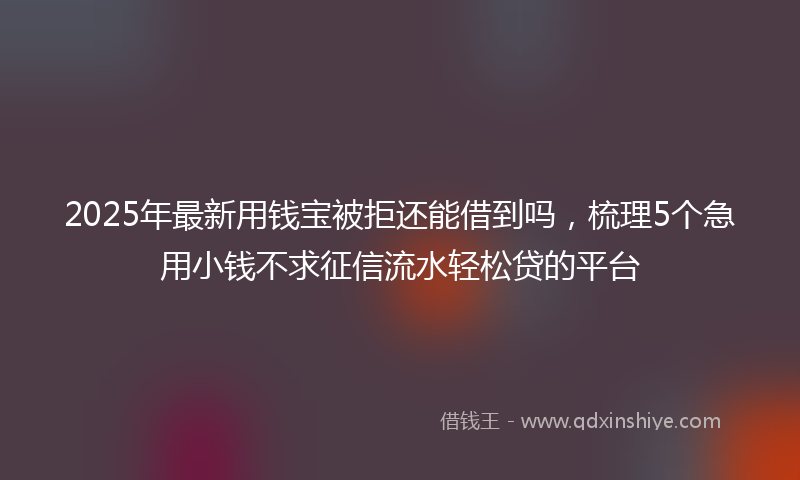 2025年最新用钱宝被拒还能借到吗，梳理5个急用小钱不求征信流水轻松贷的平台