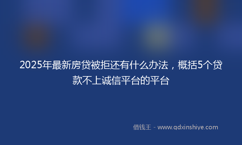 2025年最新房贷被拒还有什么办法，概括5个贷款不上诚信平台的平台