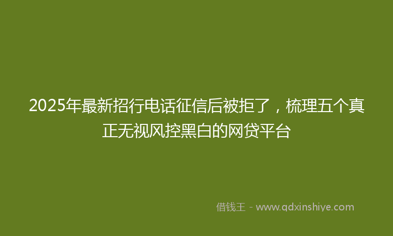 2025年最新招行电话征信后被拒了，梳理五个真正无视风控黑白的网贷平台