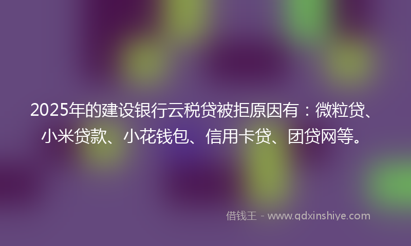 2025年的建设银行云税贷被拒原因有：微粒贷、小米贷款、小花钱包、信用卡贷、团贷网等。