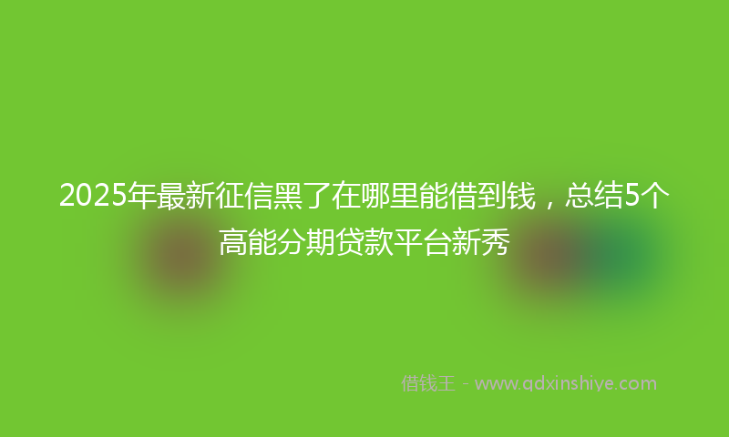 2025年最新征信黑了在哪里能借到钱，总结5个高能分期贷款平台新秀