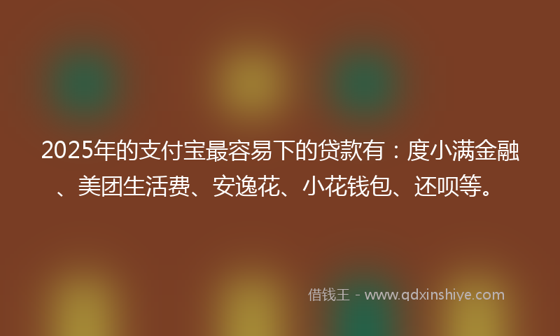 2025年的支付宝最容易下的贷款有：度小满金融、美团生活费、安逸花、小花钱包、还呗等。