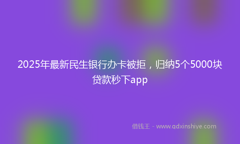 2025年最新民生银行办卡被拒，归纳5个5000块贷款秒下app