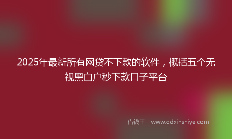 2025年最新所有网贷不下款的软件，概括五个无视黑白户秒下款口子平台