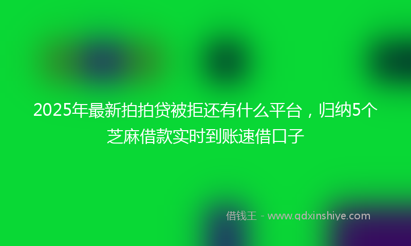 2025年最新拍拍贷被拒还有什么平台，归纳5个芝麻借款实时到账速借口子