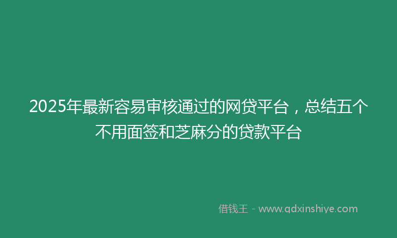 2025年最新容易审核通过的网贷平台，总结五个不用面签和芝麻分的贷款平台