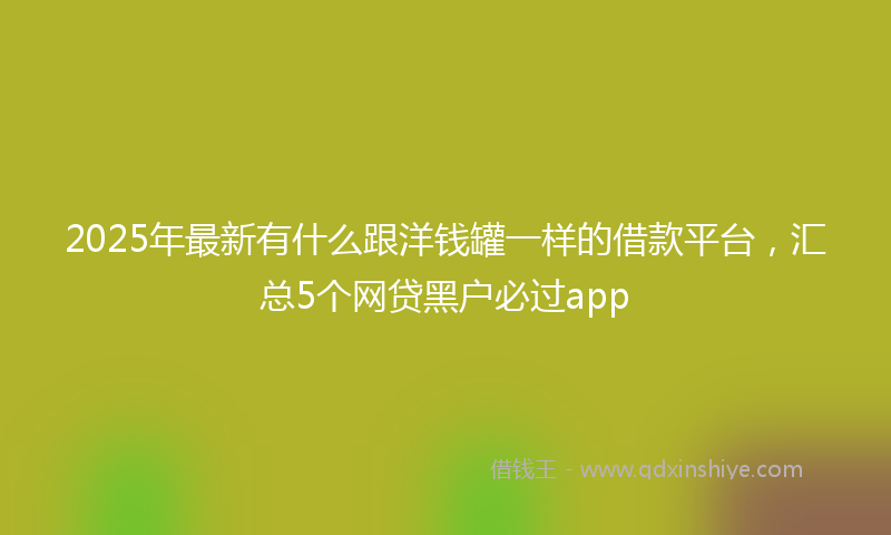 2025年最新有什么跟洋钱罐一样的借款平台，汇总5个网贷黑户必过app