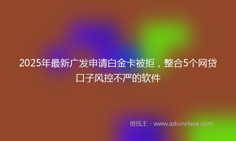 2025年最新广发申请白金卡被拒，整合5个网贷口子风控不严的软件