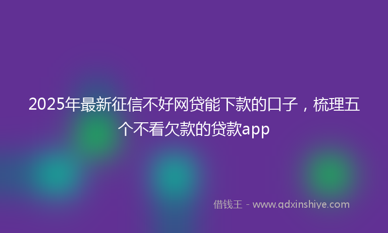 2025年最新征信不好网贷能下款的口子，梳理五个不看欠款的贷款app