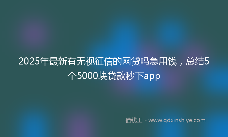 2025年最新有无视征信的网贷吗急用钱，总结5个5000块贷款秒下app