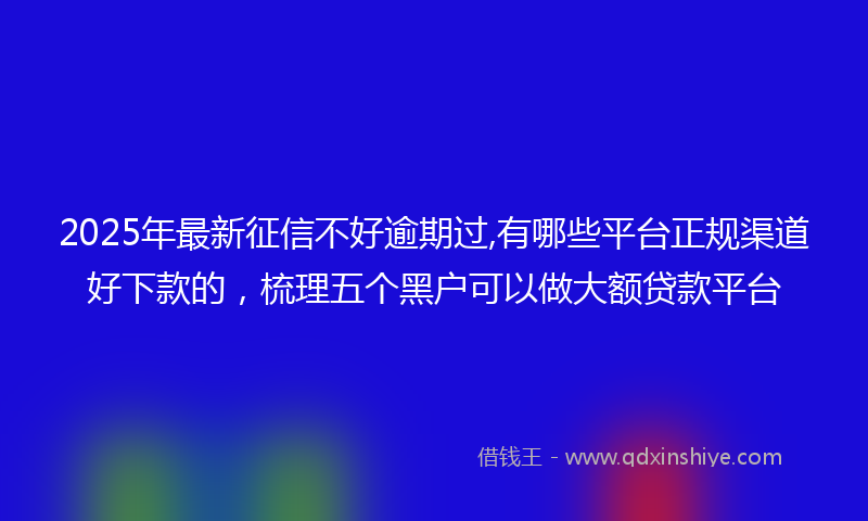 2025年最新征信不好逾期过,有哪些平台正规渠道好下款的，梳理五个黑户可以做大额贷款平台