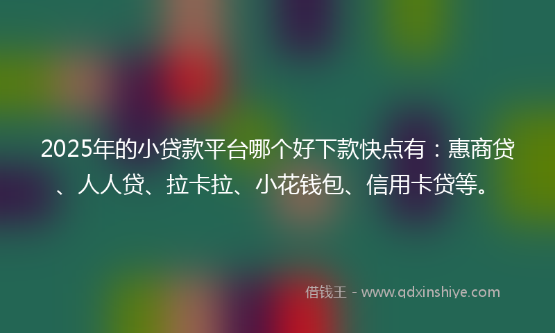 2025年的小贷款平台哪个好下款快点有：惠商贷、人人贷、拉卡拉、小花钱包、信用卡贷等。