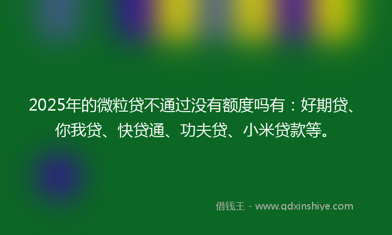 2025年的微粒贷不通过没有额度吗有：好期贷、你我贷、快贷通、功夫贷、小米贷款等。