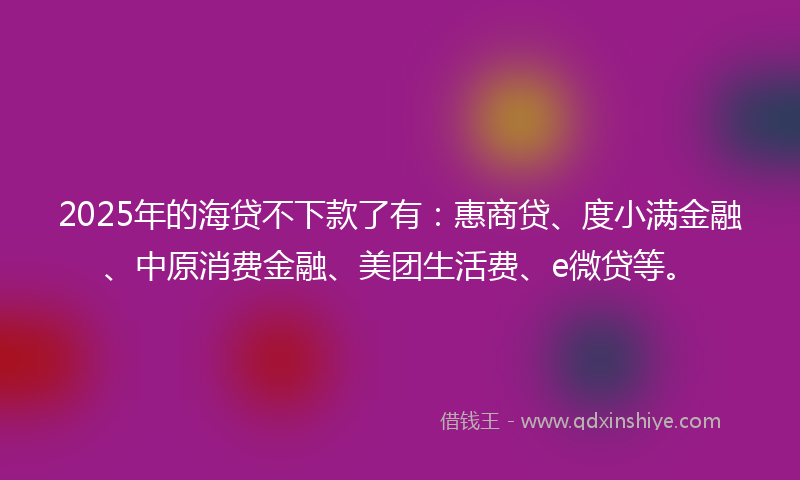 2025年的海贷不下款了有：惠商贷、度小满金融、中原消费金融、美团生活费、e微贷等。