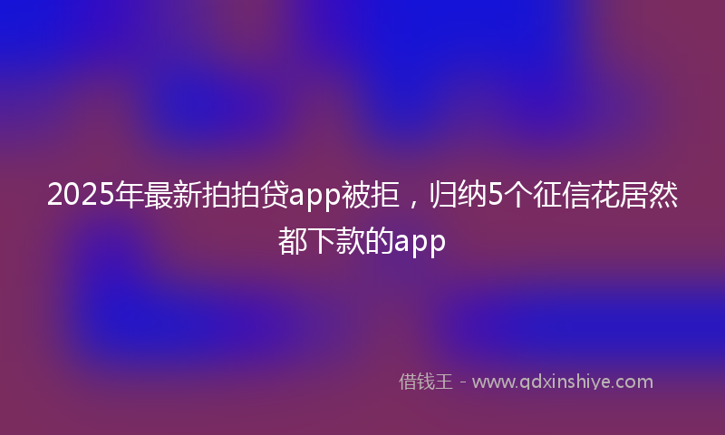 2025年最新拍拍贷app被拒，归纳5个征信花居然都下款的app