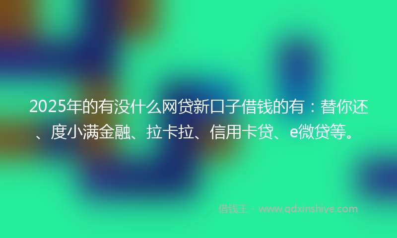 2025年的有没什么网贷新口子借钱的有：替你还、度小满金融、拉卡拉、信用卡贷、e微贷等。