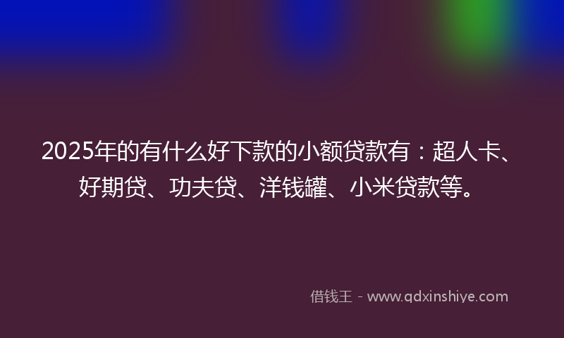 2025年的有什么好下款的小额贷款有：超人卡、好期贷、功夫贷、洋钱罐、小米贷款等。