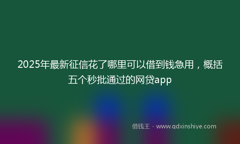 2025年最新征信花了哪里可以借到钱急用，概括五个秒批通过的网贷app