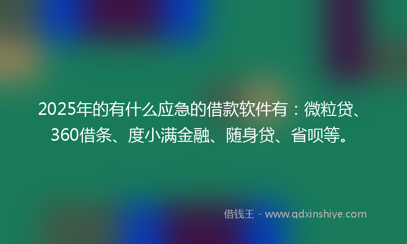 2025年的有什么应急的借款软件有：微粒贷、360借条、度小满金融、随身贷、省呗等。