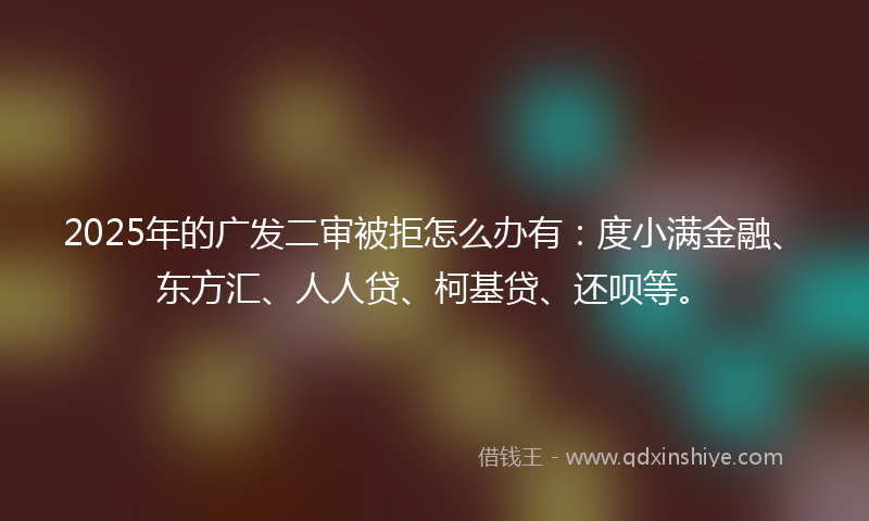 2025年的广发二审被拒怎么办有：度小满金融、东方汇、人人贷、柯基贷、还呗等。