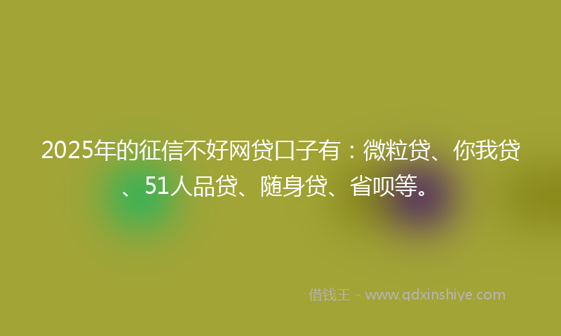 2025年的征信不好网贷口子有：微粒贷、你我贷、51人品贷、随身贷、省呗等。