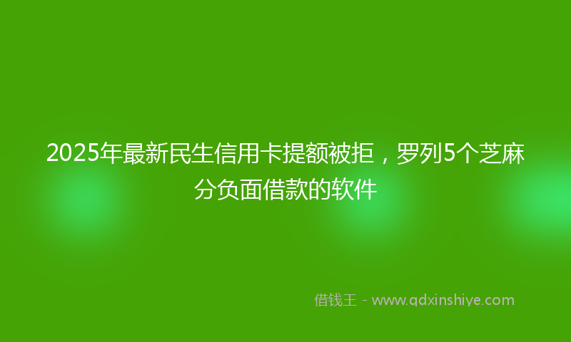 2025年最新民生信用卡提额被拒，罗列5个芝麻分负面借款的软件