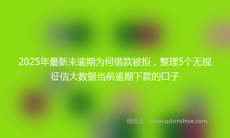 2025年最新未逾期为何借款被拒，整理5个无视征信大数据当前逾期下款的口子