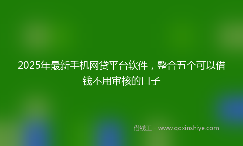 2025年最新手机网贷平台软件，整合五个可以借钱不用审核的口子