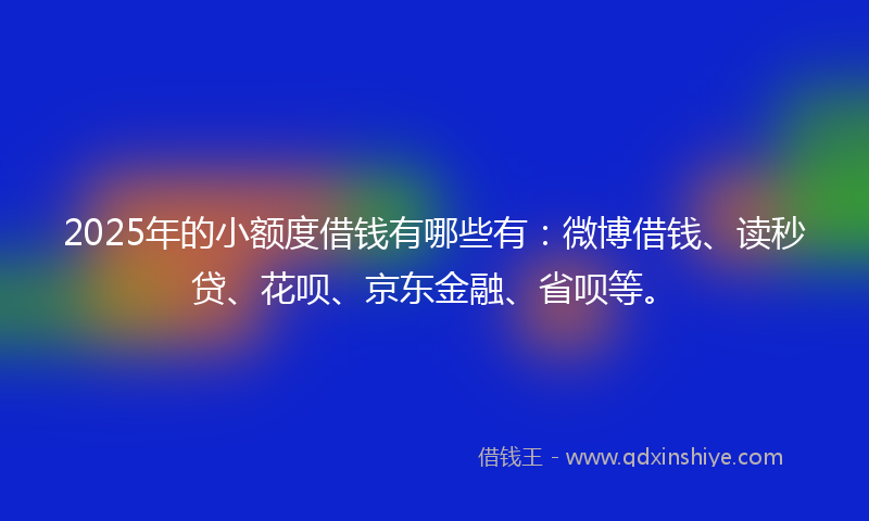 2025年的小额度借钱有哪些有：微博借钱、读秒贷、花呗、京东金融、省呗等。