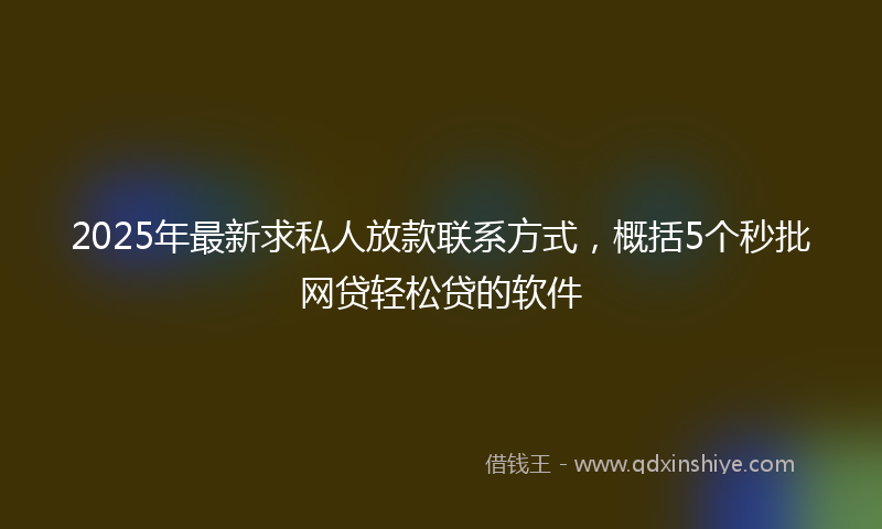 2025年最新求私人放款联系方式，概括5个秒批网贷轻松贷的软件