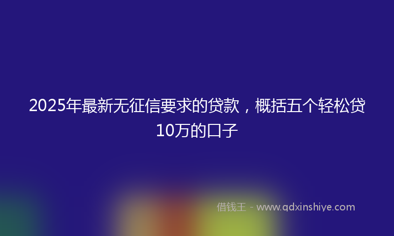 2025年最新无征信要求的贷款，概括五个轻松贷10万的口子