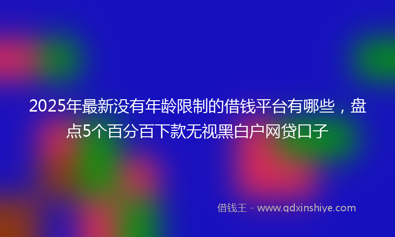2025年最新没有年龄限制的借钱平台有哪些，盘点5个百分百下款无视黑白户网贷口子