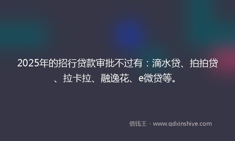2025年的招行贷款审批不过有：滴水贷、拍拍贷、拉卡拉、融逸花、e微贷等。